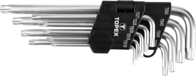 TOPEX 35D951 Päťcípe kľúče TS10–TS50 s otvorom, dlhé, 9 ks