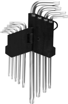 TOPEX 35D951 Päťcípe kľúče TS10–TS50 s otvorom, dlhé, 9 ks