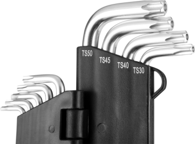 TOPEX 35D951 Päťcípe kľúče TS10–TS50 s otvorom, dlhé, 9 ks
