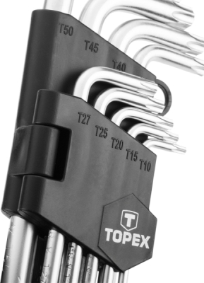 TOPEX 35D961 Dlhé Torx kľúče T10–T50, súprava 9 ks