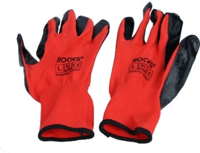 ROOKS OK-09.0011 Pracovné rukavice polyester/nitril, L, 5 párov