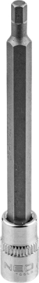 NEO TOOLS 10-329 Šesťhranný bit H4 na hlavici 1/4", dlhý, 87 mm