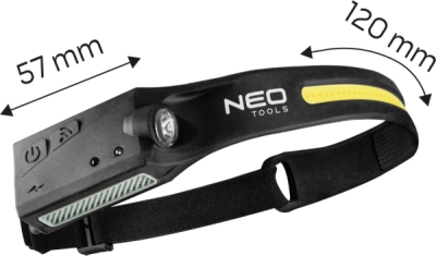 NEO TOOLS 99-097 Akumulátorové čelové svietidlo COB/XPE 2 v 1, 350 lm