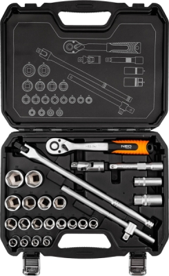 NEO TOOLS 10-205 Súprava nástrčných kľúčov 1/2", 25 ks, saténové vyhotovenie