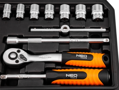 NEO TOOLS 10-230 Súprava nástrčných kľúčov 1/4", 20 ks, saténové vyhotovenie