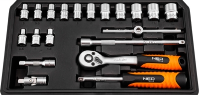 NEO TOOLS 10-230 Súprava nástrčných kľúčov 1/4", 20 ks, saténové vyhotovenie