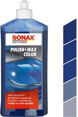 SONAX Farebná leštenka s voskom – modrá, 500 ml