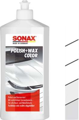 SONAX Farebná leštenka s voskom – biela, 500 ml