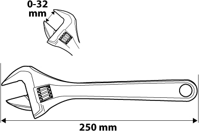 NEO TOOLS 03-029 Nastaviteľný kľúč 250 mm, rozsah 0-32 mm