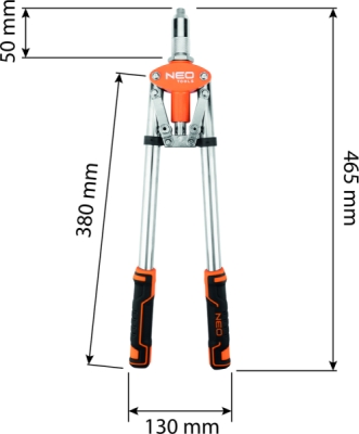 NEO TOOLS 18-106-1 Čelné nitovacie kliešte na oceľové a hliníkové nity 3.2/4.0/4.8/6.0/6.4 mm
