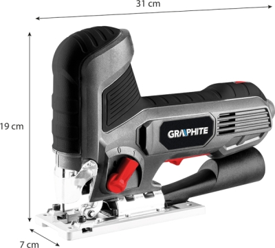 GRAPHITE 58G078 Priamočiara píla 600 W, počet zdvihov 800-3000 min⁻¹, s valcovou rukoväťou