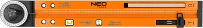 NEO TOOLS 72-225 Nastaviteľný uhlomer s vodováhou 500 mm, 2 libely, ceruzka