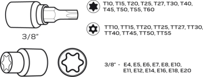 NEO TOOLS 08-711 Nástrčné bity torx 3/8", súprava 34 ks