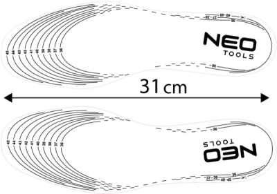 NEO TOOLS 82-333 Športové gélové vložky do obuvi, 41–47