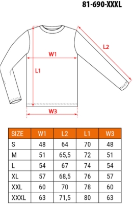 NEO TOOLS 81-690-XXXL Tričko s dlhým rukávom, sivé, veľ. XXXL
