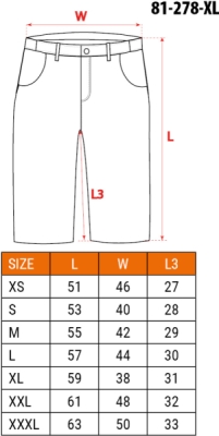 NEO TOOLS 81-278-XL Pracovné šortky HD Slim s opaskom, veľ. XL