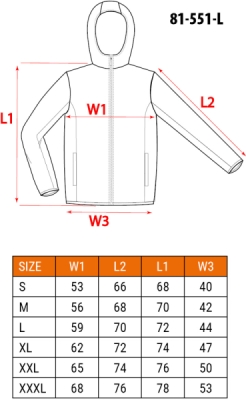 NEO TOOLS 81-551-L Softshellová bunda s odopínateľnou kapucňou, veľ. L