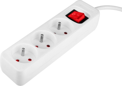 NEO TOOLS 90-178 Predlžovací kábel so zásuvkovou lištou 3 m, 3 x 1.5 mm², 3 zásuvky, biely, ON/OFF