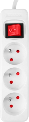 NEO TOOLS 90-180 Predlžovací kábel so zásuvkovou lištou 5 m, 3 x 1.5 mm², 3 zásuvky, biely, ON/OFF