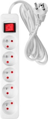 NEO TOOLS 90-181 Predlžovací kábel so zásuvkovou lištou 5 m, 3 x 1.5 mm², 5G, biely, ON/OFF