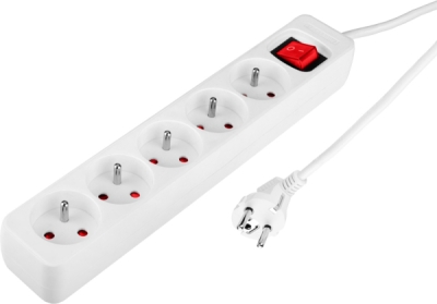 NEO TOOLS 90-181 Predlžovací kábel so zásuvkovou lištou 5 m, 3 x 1.5 mm², 5G, biely, ON/OFF
