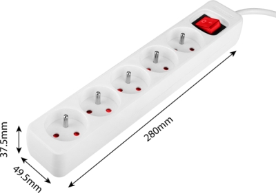NEO TOOLS 90-181 Predlžovací kábel so zásuvkovou lištou 5 m, 3 x 1.5 mm², 5G, biely, ON/OFF