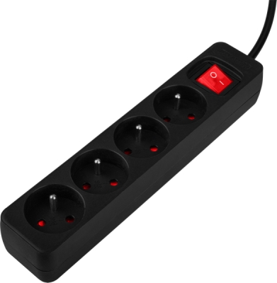 NEO TOOLS 90-184 Predlžovací kábel so zásuvkovou lištou 1.5 m, 3 x 1.5 mm², 4G, čierny, ON/OFF
