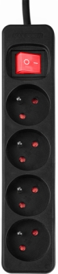 NEO TOOLS 90-184 Predlžovací kábel so zásuvkovou lištou 1.5 m, 3 x 1.5 mm², 4G, čierny, ON/OFF