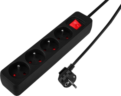 NEO TOOLS 90-184 Predlžovací kábel so zásuvkovou lištou 1.5 m, 3 x 1.5 mm², 4G, čierny, ON/OFF