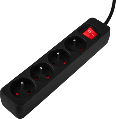 NEO TOOLS 90-185 Predlžovací kábel so zásuvkovou lištou 3 m, 3 x 1.5 mm², 4G, čierny, ON/OFF