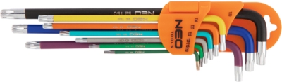 NEO TOOLS 09-518 Súprava kľúčov Torx T10-50, súprava 9 ks, farebné