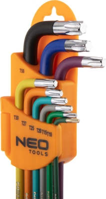 NEO TOOLS 09-518 Súprava kľúčov Torx T10-50, súprava 9 ks, farebné