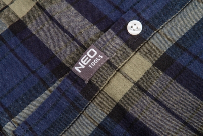 NEO TOOLS 81-541-L Flanelová košeľa, modré a olivové káro, veľ. L