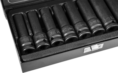 NEO TOOLS 12-110 Rázové hlavice 1/2", E10 - E24, súprava 9 ks, CrMo