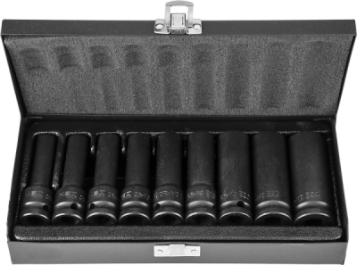 NEO TOOLS 12-110 Rázové hlavice 1/2", E10 - E24, súprava 9 ks, CrMo