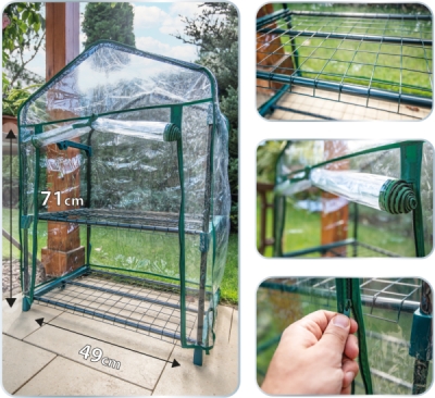 NEO TOOLS 15-900 Skleník 69 x 49 x 95 cm, fólia PVC, kovová konštrukcia