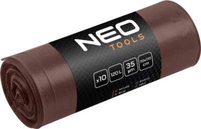 NEO TOOLS 15-994 Vrecia na odpad 120 L, hnedé, 35 µm, 10 ks