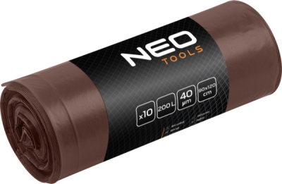 NEO TOOLS 15-995 Vrecia na odpad 200 L, hnedé, 40 µm, 10 ks