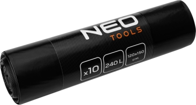 NEO TOOLS 15-988 Vrecia na stavebný odpad 240 L, čierne, 10 kusov, 45 µm