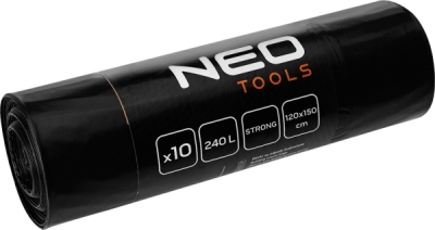 NEO TOOLS 15-989 Vrecia na stavebný odpad 240 L, čierne, 10 kusov, 60 µm