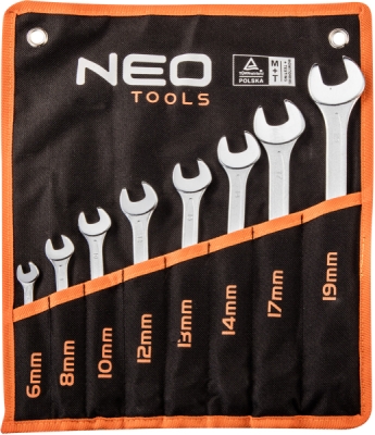 NEO TOOLS 09-751 Očkoploché kľúče 6-19 mm, súprava 8 ks
