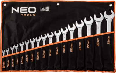 NEO TOOLS 09-753 Očkoploché kľúče 8-32 mm, súprava 17 ks