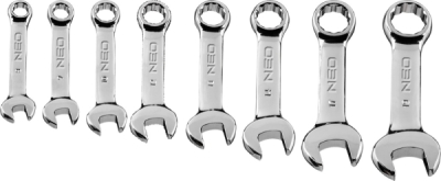 NEO TOOLS 09-791 Očkoploché kľúče 8-19 mm (krátke), súprava 8 ks