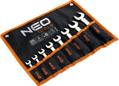 NEO TOOLS 09-791 Očkoploché kľúče 8-19 mm (krátke), súprava 8 ks