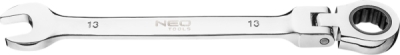 NEO TOOLS 09-055 Očkoplochý kľúč s kĺbom a račňou 13 x 185 mm