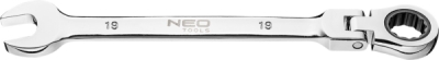 NEO TOOLS 09-061 Očkoplochý kľúč s kĺbom a račňou 19 x 250 mm