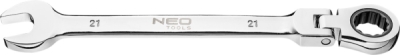 NEO TOOLS 09-062 Očkoplochý kľúč s kĺbom a račňou 21 mm