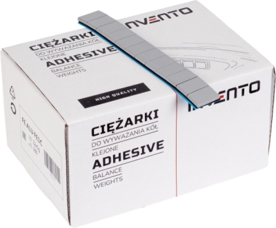 Nalepovacie závažia INVENTO 12 × 5 g, sivé hranaté, 100 pásikov