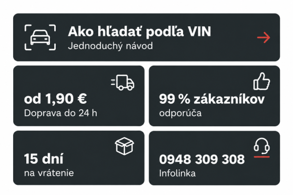 Q-Parts: VIN návod, doprava od 1,90 €, 99 % odporúčaní, 15 dní na vrátenie, infolinka 0948 309 308