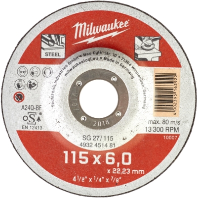 Milwaukee Brúsny kotúč na kov 115x22x6.0mm